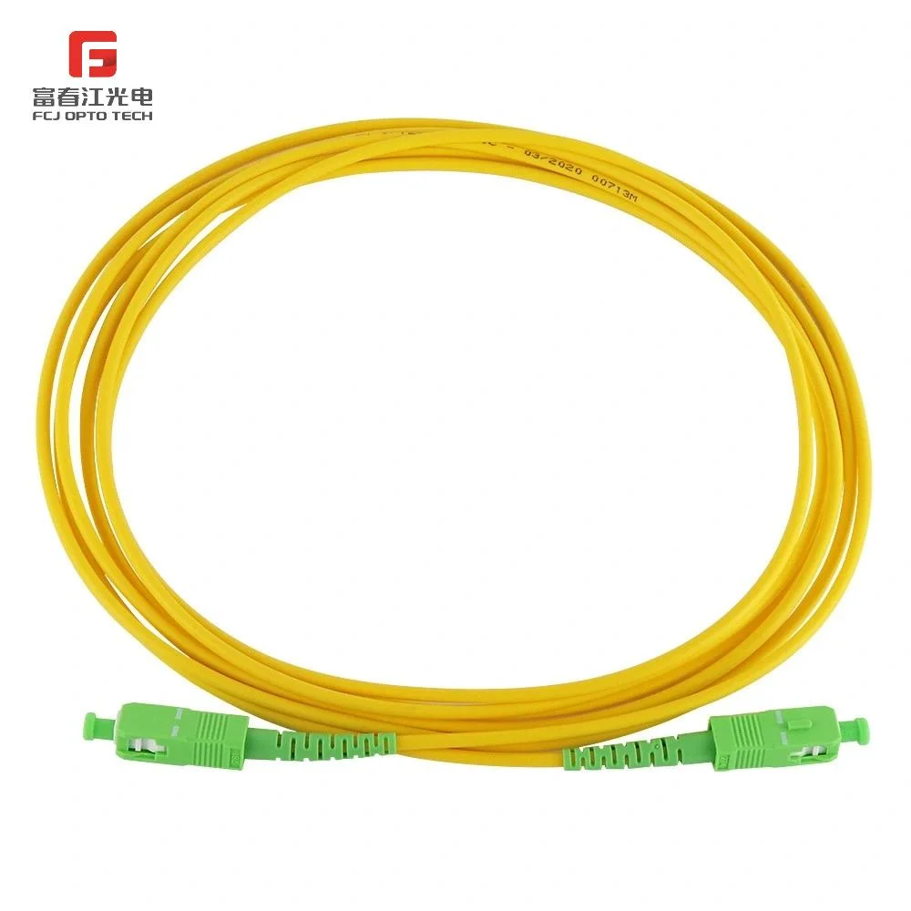 Optic Fiber Patch Cord Jumper Single Mode Sinplex 5m, G652D Cable Il<0.3dB Sc/Upc 3mm Diameter PVC Cable Fiber Optic Connect Jumper