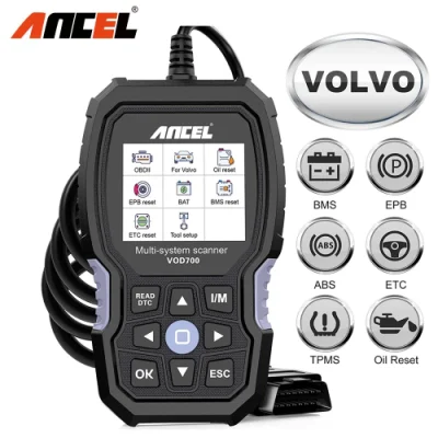 볼보, 자동차 코드 리더, 진단 스캔 도구, ABS 출혈, 주입 오일 등, BMS, Epb, TPMS, DPF 재설정용 Ancel VOD700 obd2 스캐너